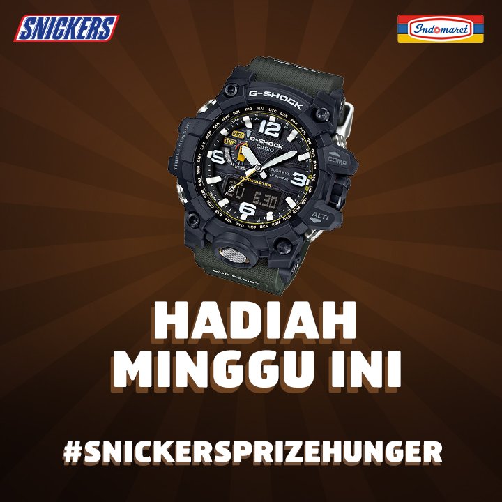 Jam G-Shock eksklusif siap dibagiin dengan beli minimal 6 SNICKERS Hunger Rescure Pack. Info: bit.ly/SnickersPrizeH… #SnickersPrizeHunger