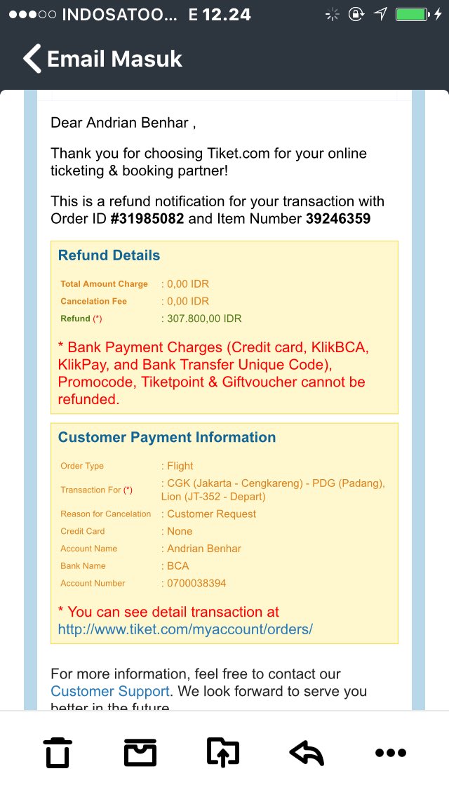 andrianbenhar's tweet photo. Dear @tiket kenapa proses refund ini memakan waktu yang sangat lama https://t.co/juhAu3NDFh