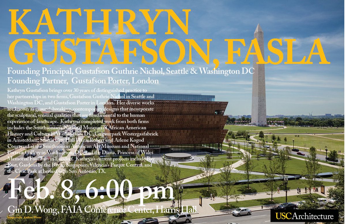 USCArchitecture's tweet image. Kathryn Gustafson #lectures this Wed., Feb. 8, 6 pm. All welcome! ow.ly/XWGh308CvTb  #uscarchitecture #uscmla #kathryngustafson
