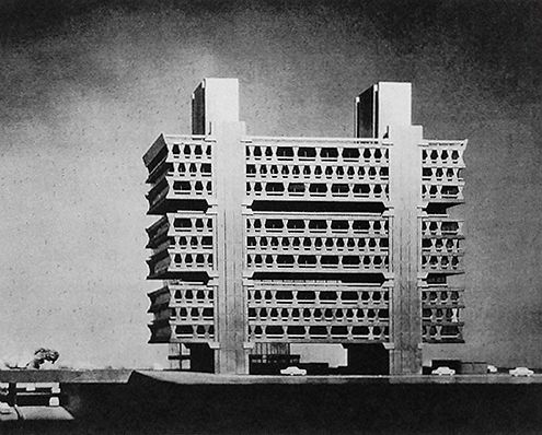 klaustoon's tweet image. Perennial favorites: Kenzo Tange: Dentsu Headquarters building (1967) Tokyo, Japan. #brutalist #architecture #metabolist #utopia