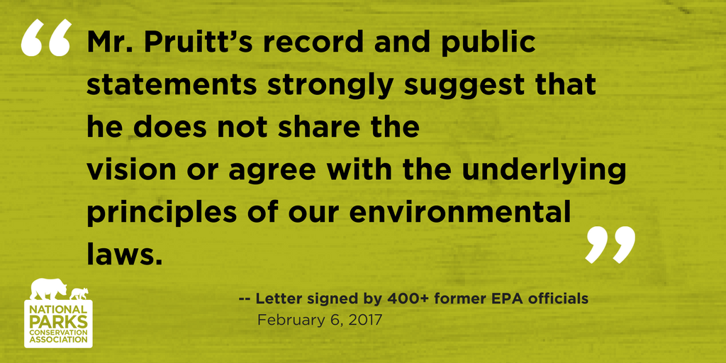 NPCA's tweet photo. BREAKING: A bipartisan group of 400+ former EPA employees urges the Senate to #RejectPruitt https://t.co/NT1GPJlosZ https://t.co/AVMKdyYzoX