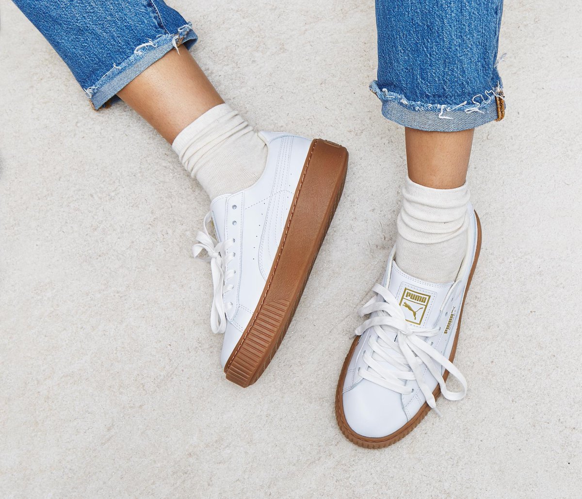 puma basket platform white gum