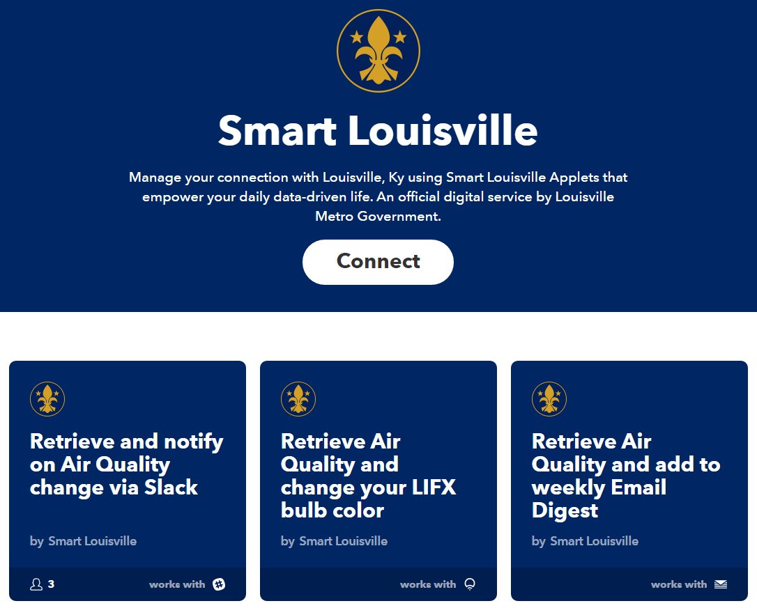 MichaelMobility's tweet image. Louisville, KY is the first city to be on @IFTTT with the help of @CivicDataAlly, @CNETSmartHome, and @mattgolsen! ifttt.com/blog/2017/01/l…