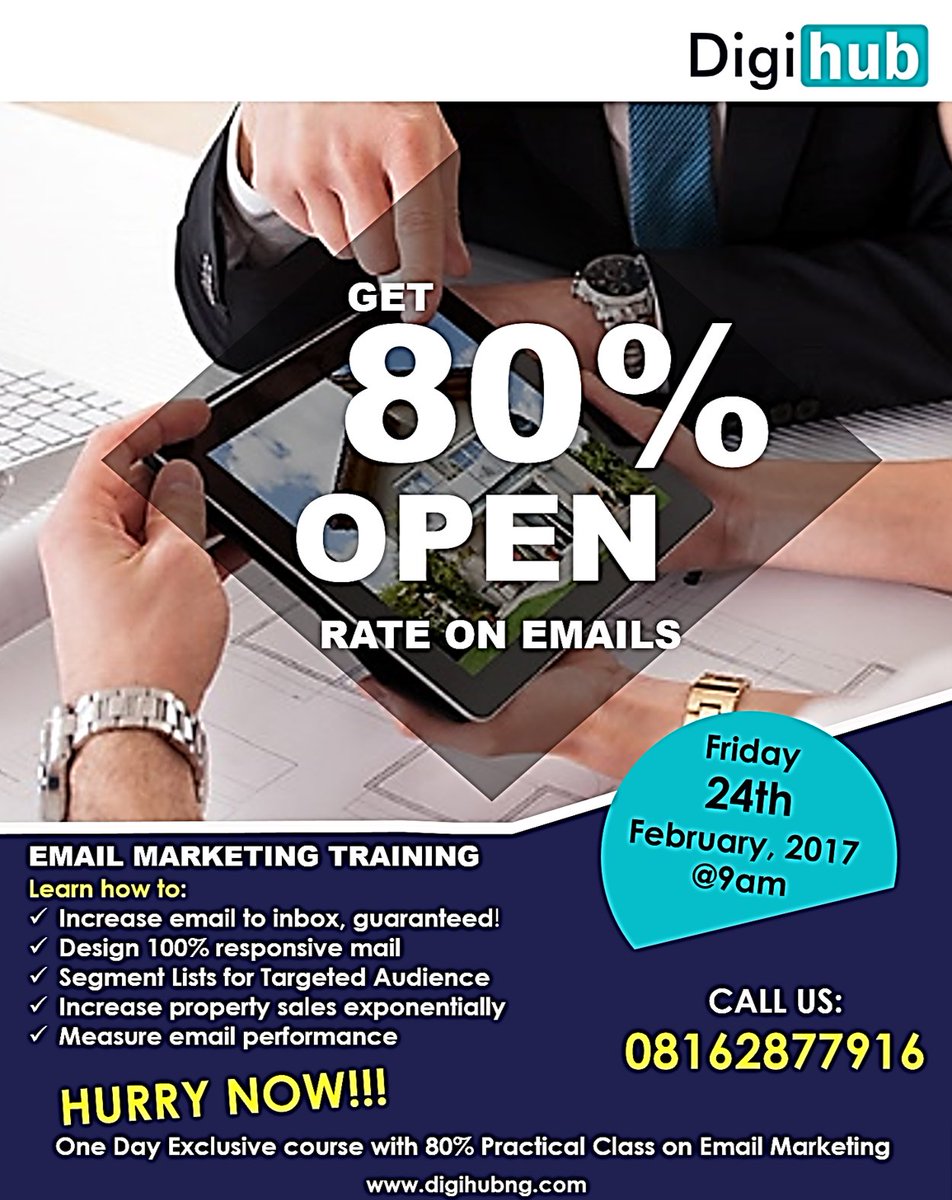 Digihublive's tweet photo. Wonder why your EMAILS aren't getting CALLS? Learn from the experts Call:08162877916  @ayeniekundayo @gtbank @Gidi_Traffic https://t.co/rgtwjY9YkG