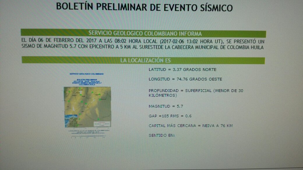ColSGSST's tweet photo. Reporte oficial #temblor https://t.co/nfZ3d6RoMC