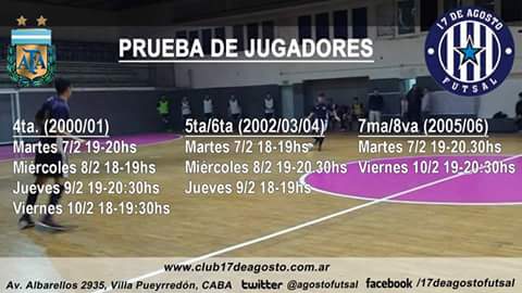 #PRUEBADEJUGADORES #FUTSALAFA Hoy comienzan las pruebas para las inferiores, todos los horarios aca 👇👇