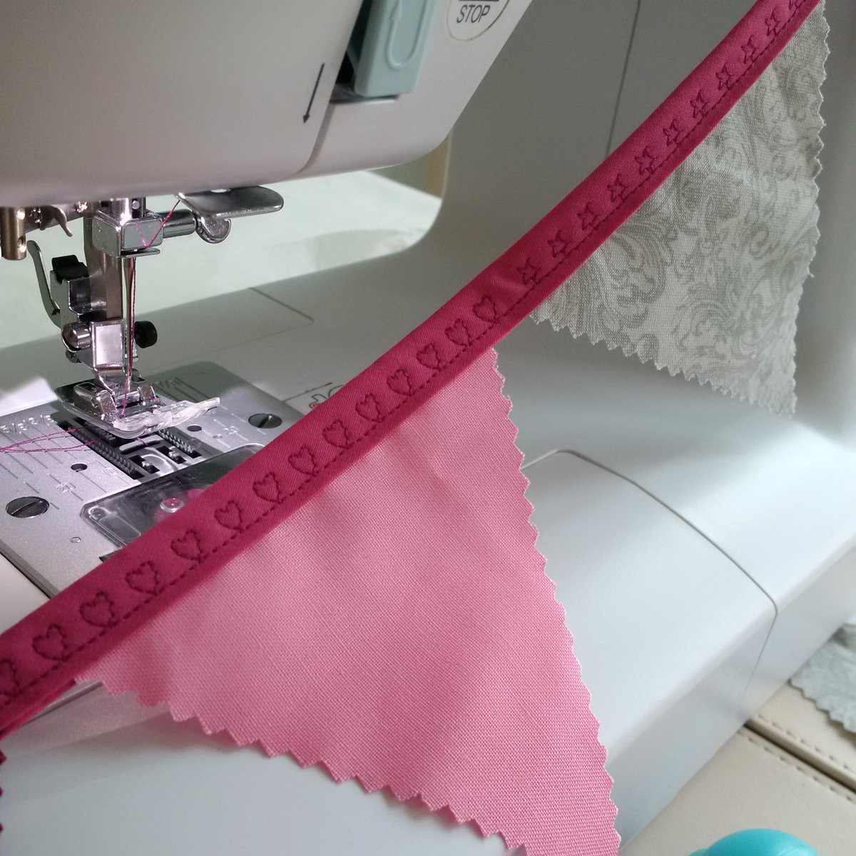 DancingBunnii's tweet photo. @Hobbycraft_SOU loving the stitches on my new sewing machine! #bunting #makeitdontbuyit #silversewingmachine https://t.co/r28Nls8wnZ
