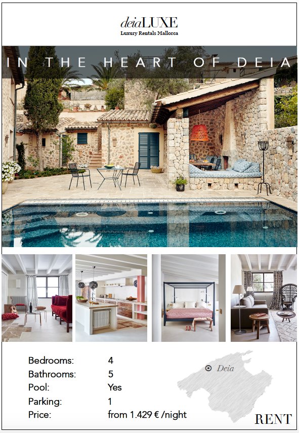Exquisite villa for rent in the center of Deia.  #MallorcaRentals #LuxeProperties #Deia #MallorcaHolidayHomes  Enquire at info@deialuxe.com