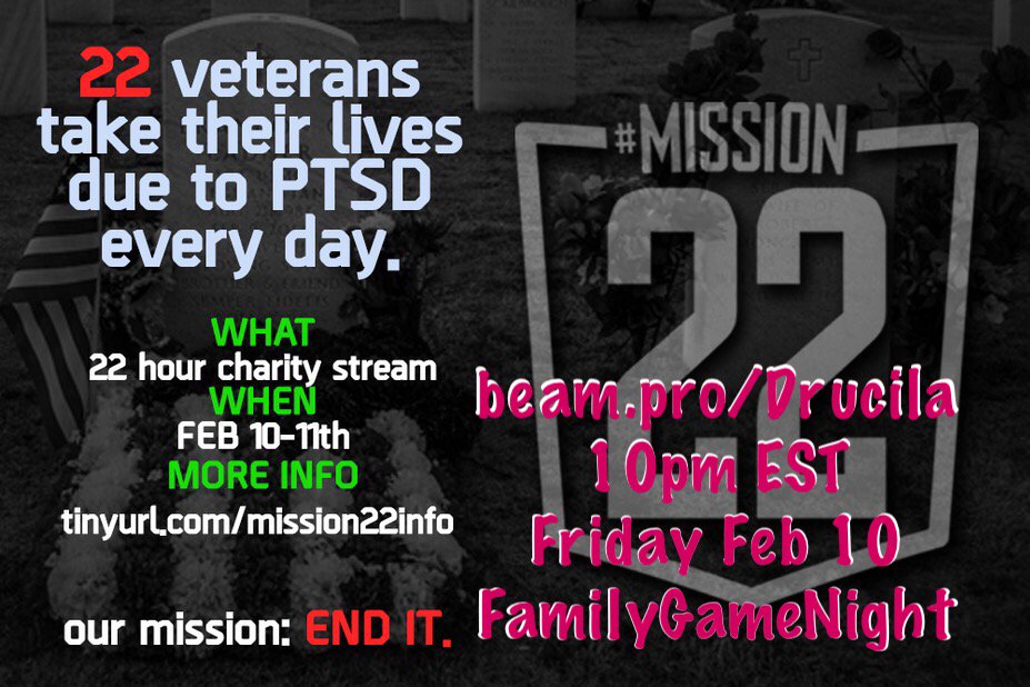 #FamilyGameNight @ 10pm Friday!  #TabletopSim #DiscJam #AirConsole #JackboxGames #Overwatch on @Beam #charity #mission22 #veterans #DruDerps