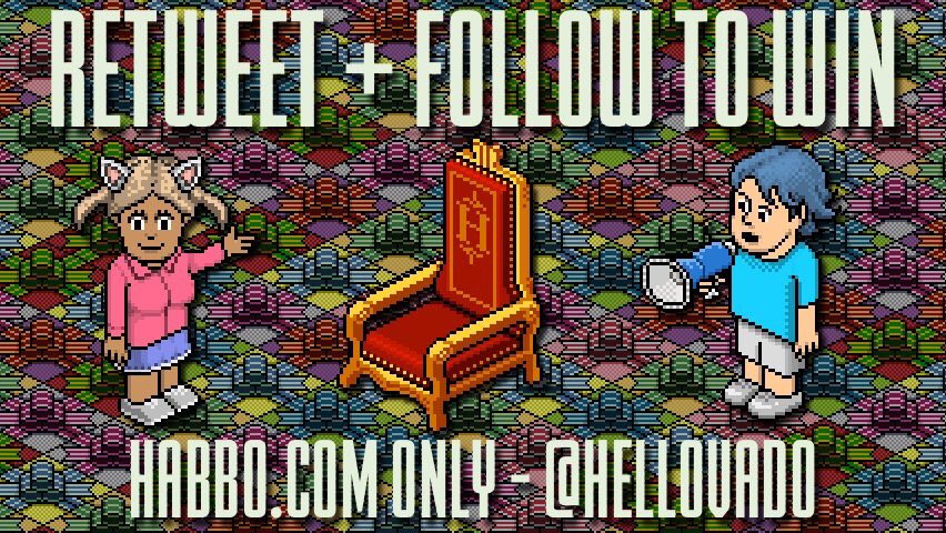 RETWEET + FOLLOW TO WIN! #Habbo THRONE! <a href="/Habbo/">Habbo</a>.COM ONLY. ENDS 12th FEB. #VadoRTComp