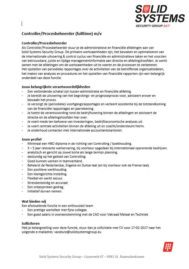 SolidSystemsBV's tweet photo. #Vacature #controller #procesbeheerder Interesse? Neem contact met ons op!! #SolidSystems https://t.co/fCgxV5XXRW