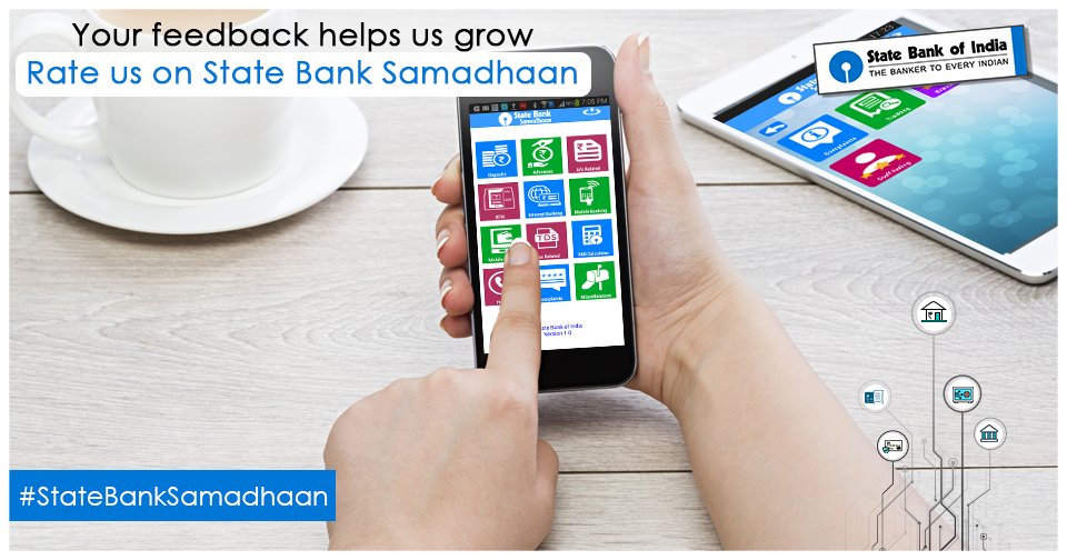 TheOfficialSBI's tweet photo. A better banking experience is just a star away. Rate your branch and staff via the #StateBankSamadhaan app today! #BankingUnbound https://t.co/9mbYsrezg9