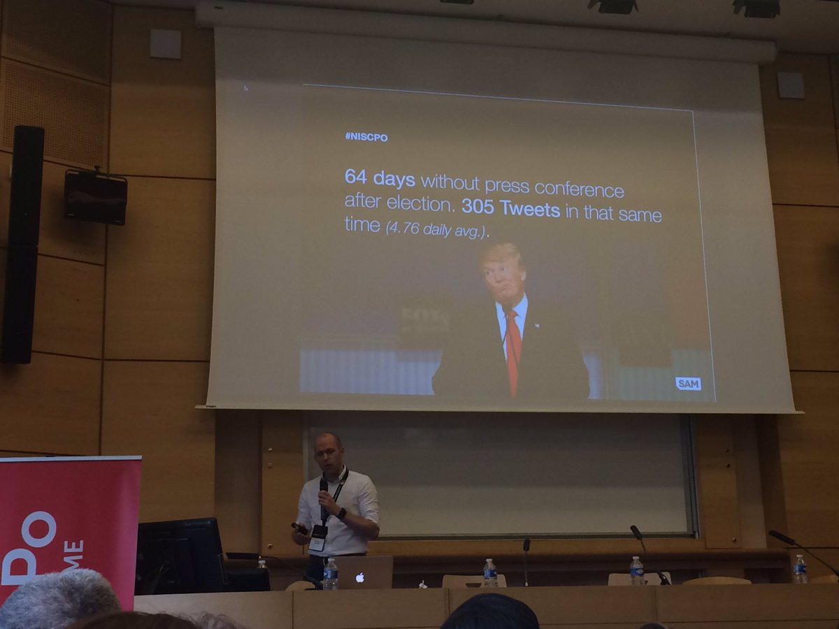 After election it took Trump 64 days to have press conference. But he tweeted 305 times; social media-driven news #niscpo <a href="/jamesaneufeld/">James A Neufeld</a>