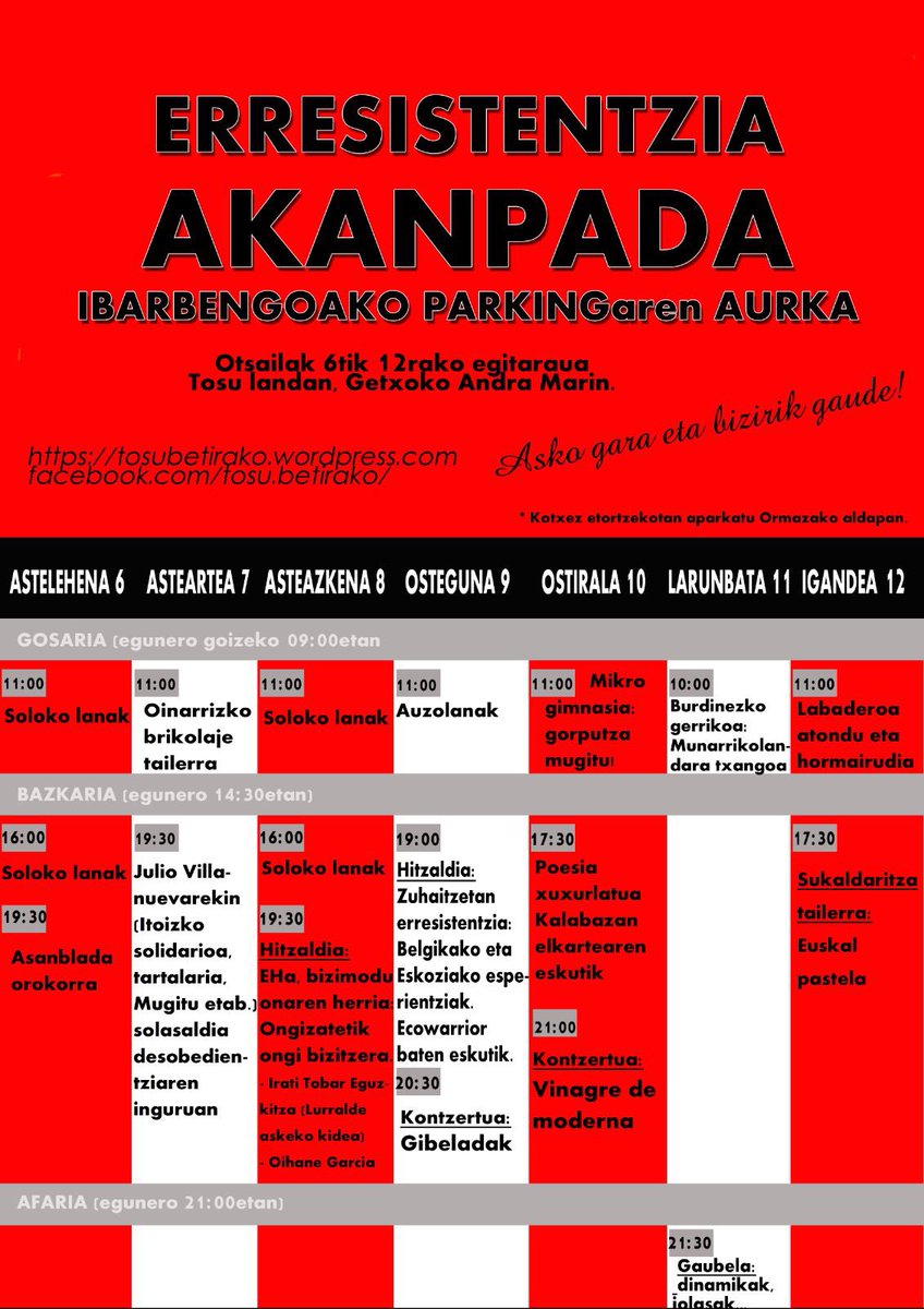 ernaiUK's tweet photo. Aste honetako egitaraua! #AndraMariEZIKUTU #IbarbengoakoParkingariEZ https://t.co/Y5Mlf3tOmI