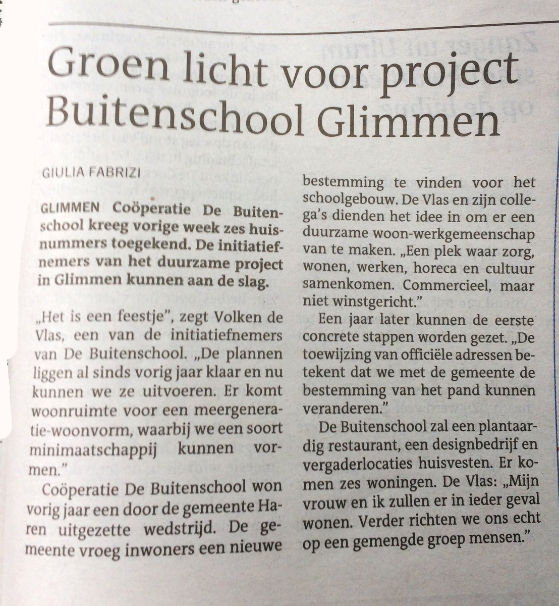 Groen licht in het dagblad :-)
