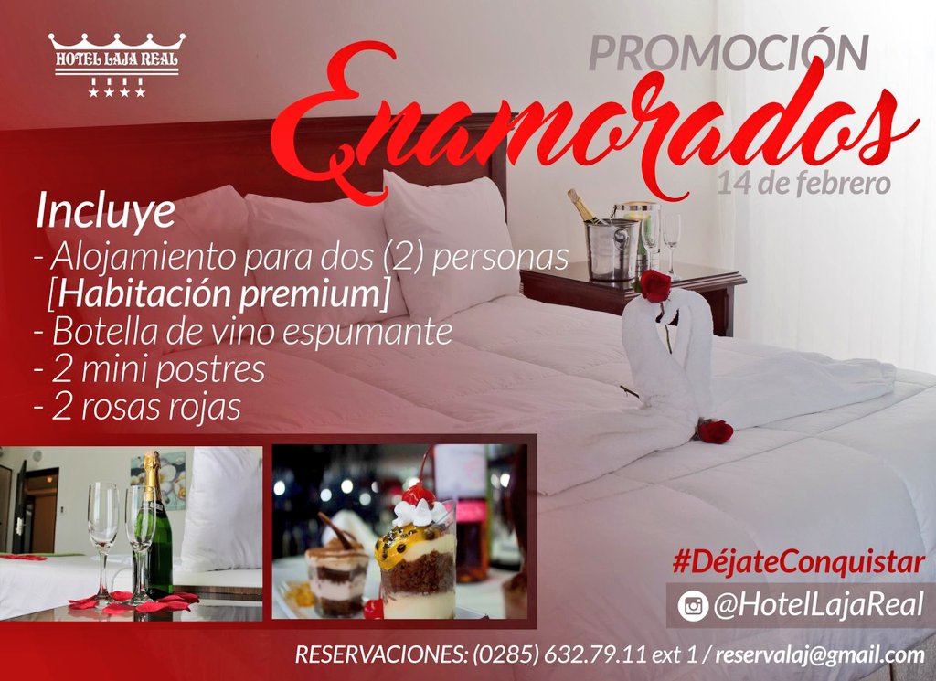 Este 14 de febrero disfruta de nuestra [PROMO ENAMORADOS] y #DéjateConquistar como si fuera la primera vez, en #SuHotelAmigo
#CiudadBolívar