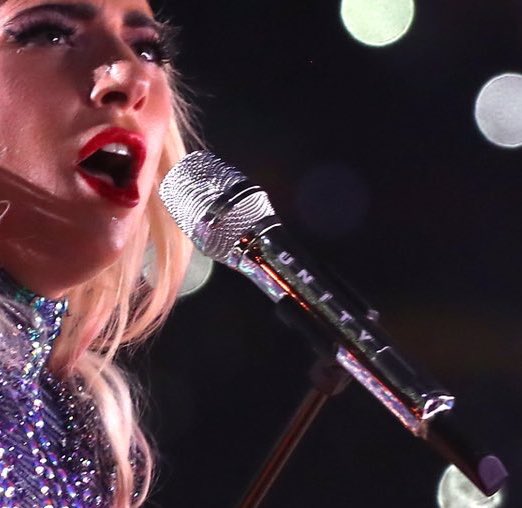 dollopgaga's tweet photo. Her microphone said "unity" 😭😭 #Gaga #SB51 #PepsiHalftime https://t.co/1J3HbqGEmC