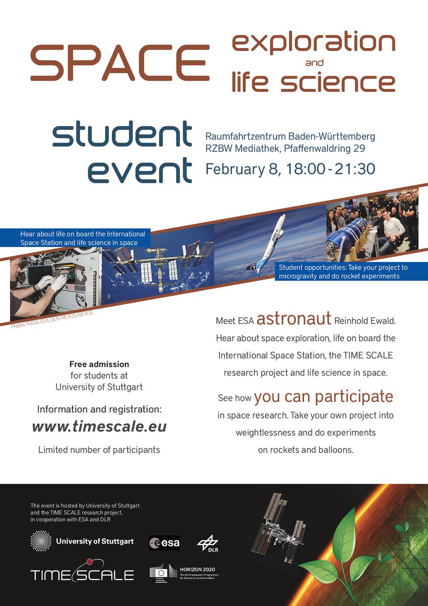 UniStuttgartIRS's tweet image. Click and sign up to meet an #astronaut, learn about @REXUSBEXUS, and enter the #TimeScale #Competition! goo.gl/D616Jf