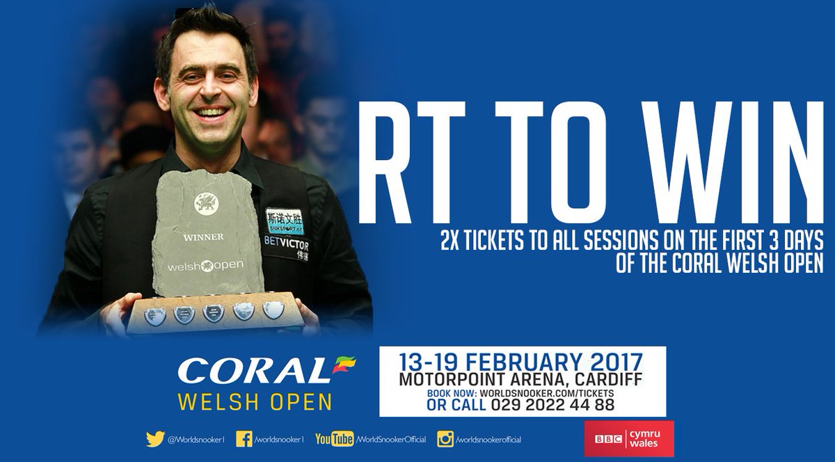 #Ad WIN two tickets to every session of the opening three days of the <a href="/Coral/">Coral</a> Welsh Open.
RT to enter!