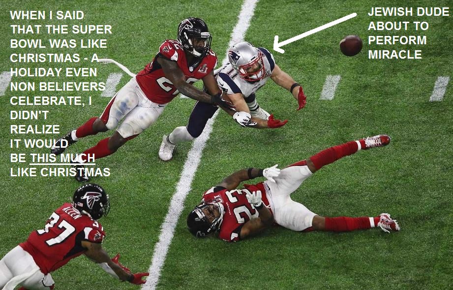 davidkeithlaw's tweet photo. When I said "the Super Bowl is like Xmas, even non believers celebrate" I didn't realize it would include a Jew doing miracles #Edelmancatch https://t.co/wbtJ7X3TIG