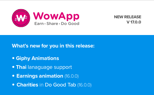 RobinWowApp's tweet image. #WowApp is growing, THANK YOU.  We now support #Giphy and #Thai language.  Also #Earnings and #Donations are growing with a cool #Animation.