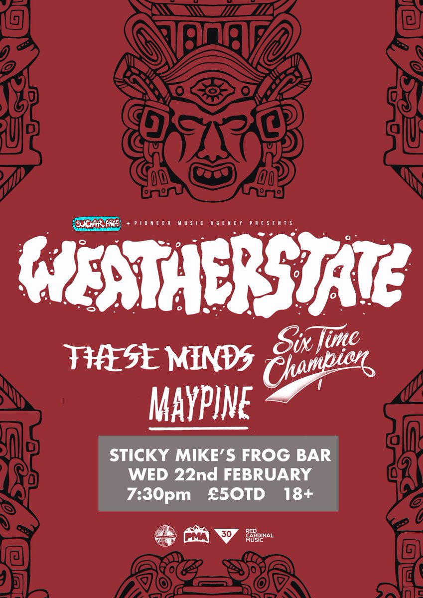 22nd Feb we have <a href="/STCofficialuk/">Six Time Champion</a> bringing the pop-punk to <a href="/StickyMikes/">Sticky Mike's</a> w/ <a href="/Weatherstate/">WEATHERSTATE</a> @maypineuk &amp; <a href="/thesemindsuk/">These Minds</a> bit.ly/2kKfsSO