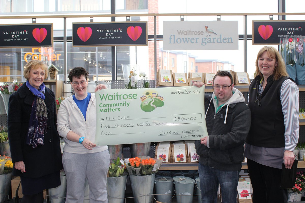Dawn and Wayne popped over to <a href="/waitrose/">Waitrose & Partners</a> oakgrove mk today to pick up a cheque from their community matters tokens. Thank you!