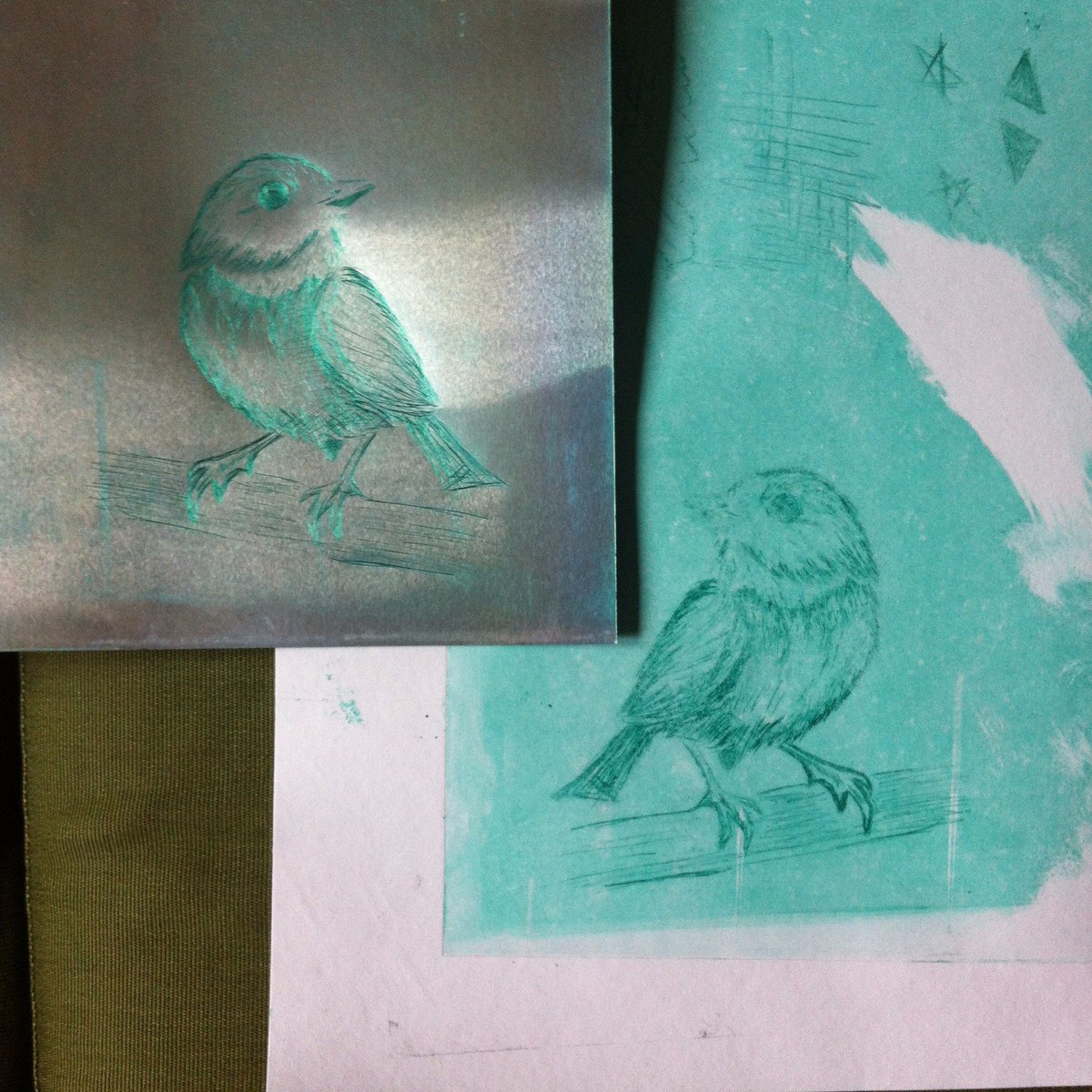 fitzclair's tweet image. Drypoint today @HotBedPress. Green is good for you.
#printmaking