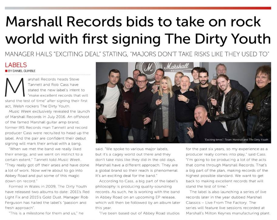 We're so excited to announce <a href="/thedirtyyouth/">The Dirty Youth</a> are the first band to sign to <a href="/MarshallRecs/">Marshall Records</a> &amp; are heading to the legendary <a href="/AbbeyRoad/">Abbey Road</a> this week!