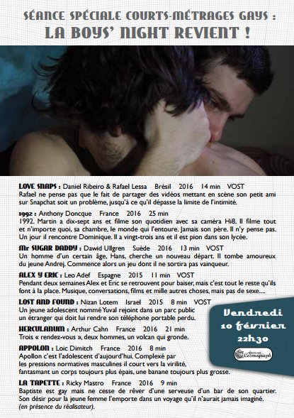 DIAMFilmFest's tweet photo. #DIAM10ans #Toulouse Temps forts : BOYS NIGHT soirée spéciale Courts métrages à @Am_Cosmograph. Vend 10 février à 22h30 https://t.co/f5KFZfEj1Q