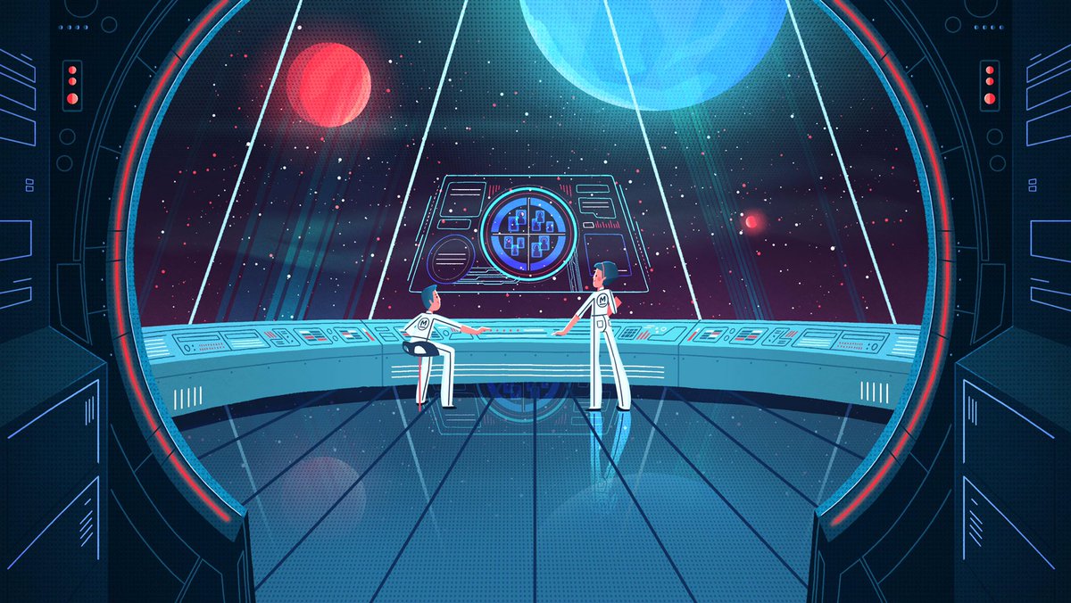 Early styleframe from my latest collaboration with @CoatofArmsPOST. We got to create an outer space video for <a href="/Movidiam/">Movidiam</a>.