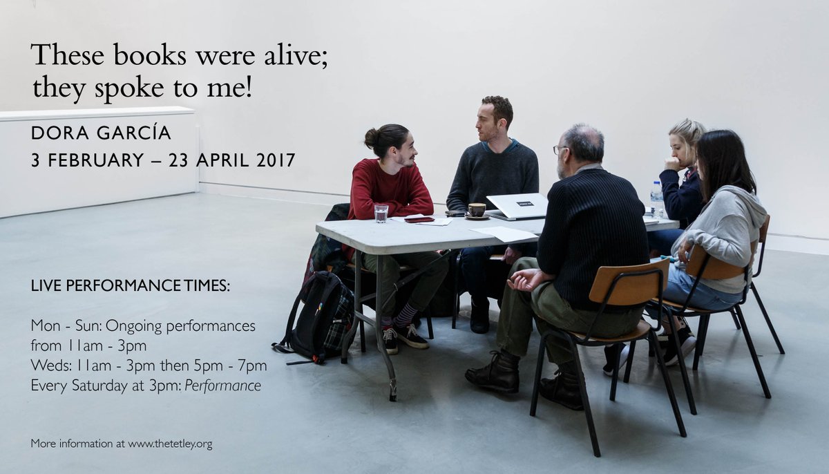 Come along to see Dora García: These Books Were Alive; They Spoke To Me! &amp; make sure you don't miss a performance. Times here: