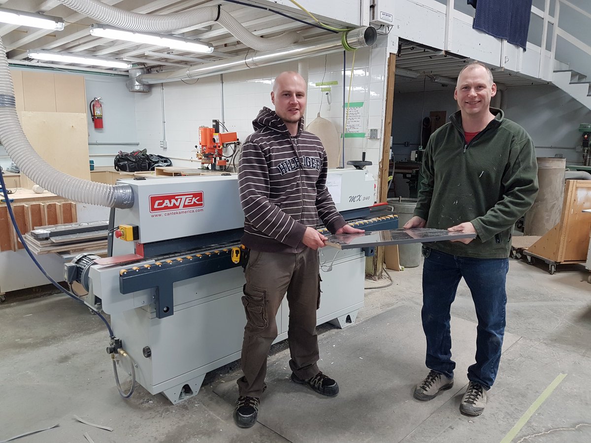 AkhurstWood's tweet photo. Harry &amp; Greg are very impressed with the quality of the edge coming off of their @CantekMachinery MX340 edgebander. https://t.co/bMix7xv4k9 https://t.co/3fnNND6cez