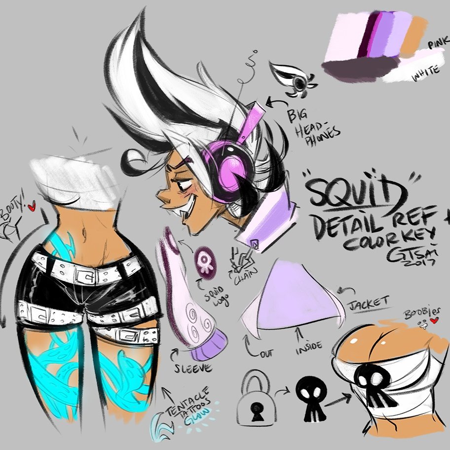*peeps from my hermit hole* Been so swamped lately, but I thought I'd share some old WIP #Squid concepts from my project #CherryHijinx