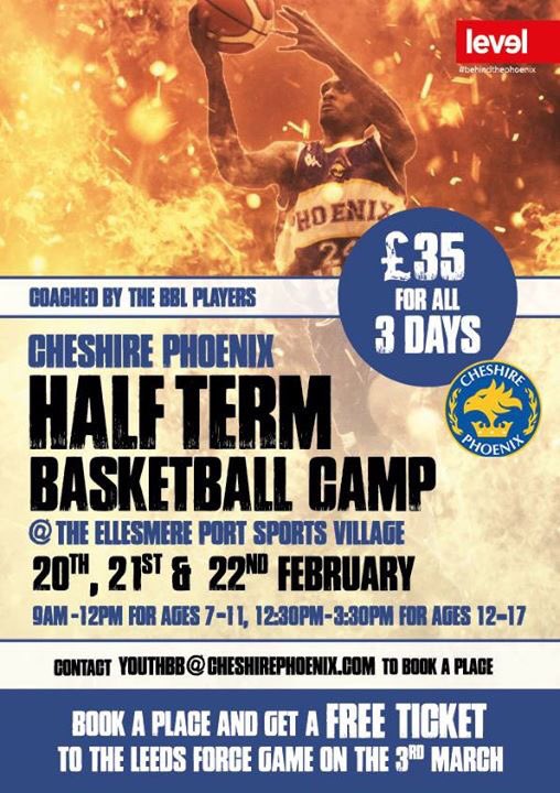 CPhoenixJrsBC's tweet photo. Be coached by the Nix BBL Players.

February half-term Camp at EPSV.

Contact youthbb@cheshirephoenix.com or download the form to book on! https://t.co/Vu2KwEcQA9