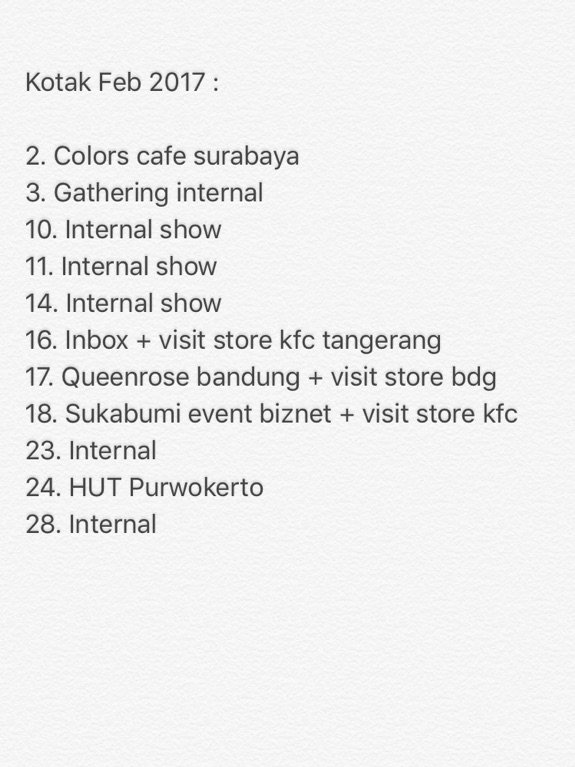 RT <a href="/kotakband_/">Official KOTAK</a>: Bismillah, berikut jadwal show Kotak utk bulan Feb17 ya kerabat, cekidot sewaktu2 bs berubah ya KK