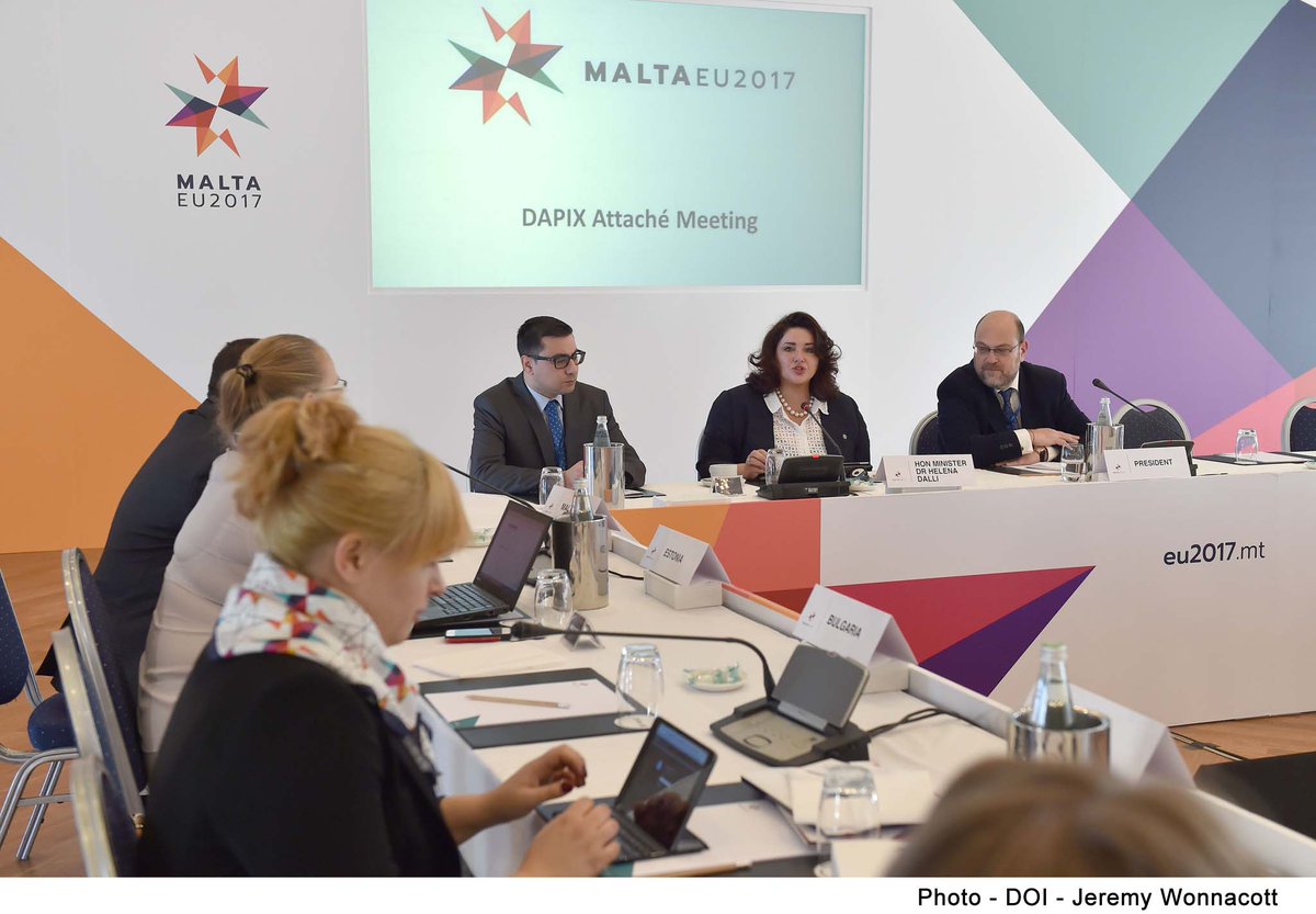 MaltaGov's tweet photo. #Malta #ConsumerAffairs Minister addresses #DAPIX #EU attachés on protecting #personaldata, pledges #EU2017MT cooperation with Commission https://t.co/OZSWgXRu27