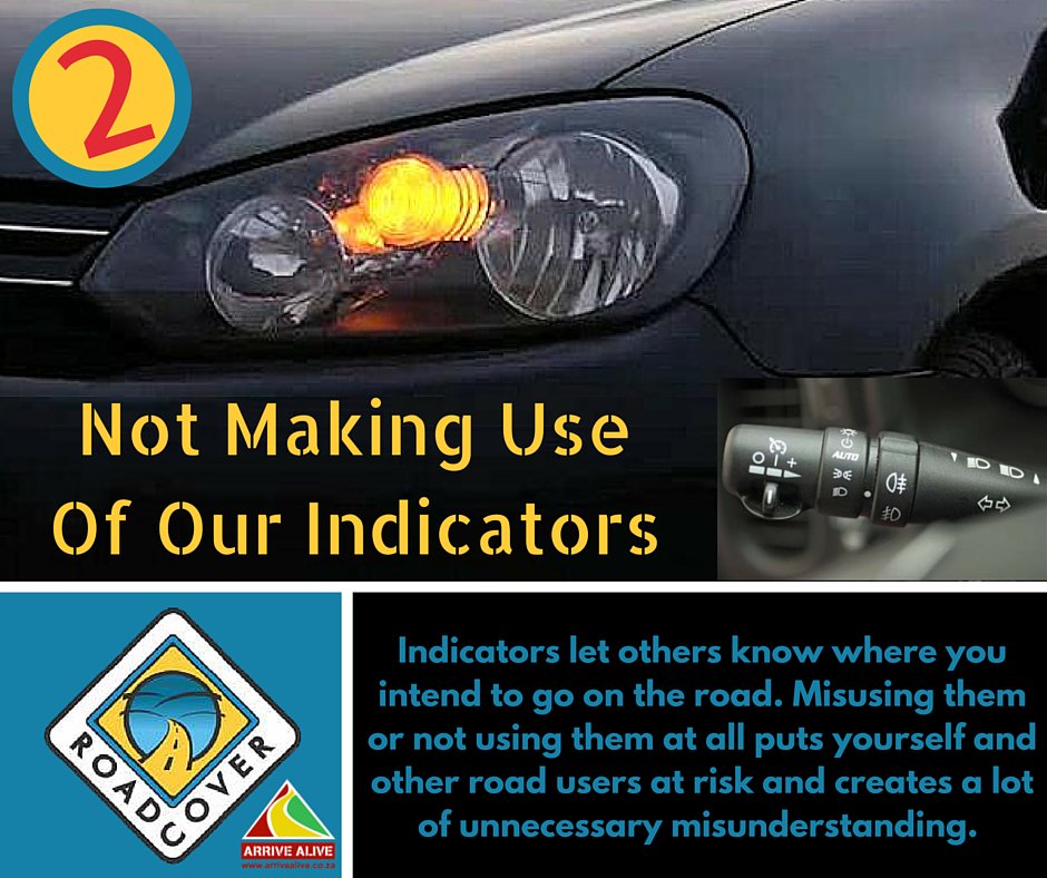 RoadCover's tweet photo. The number 2 worst driving habit in South Africa is not making use of our indicators. #BeSafe #DriveSafe #UseYourIndicators https://t.co/Lh4YPhxQEX