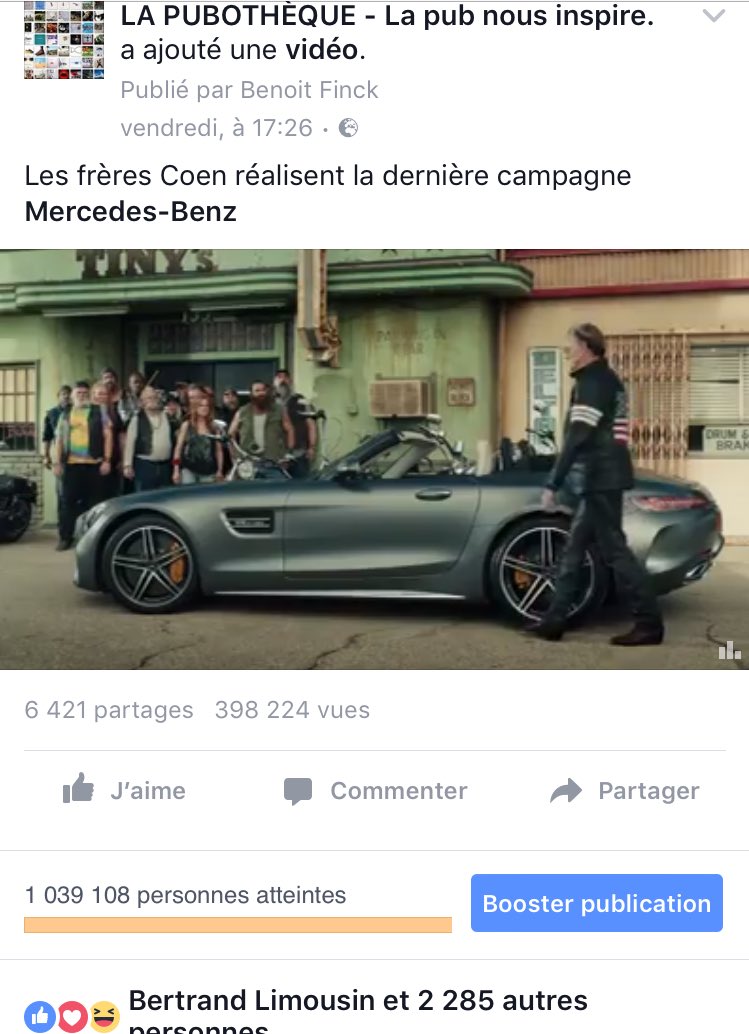 ValentinHochet's tweet photo. Reach FOU cette video @MercedesBenz sur #LaPubotheque 😵

1M personnes atteintes 
400K vues #NoPaid

Bravo au creative spotter @BenoitFinck https://t.co/8IYhJ2nRqr