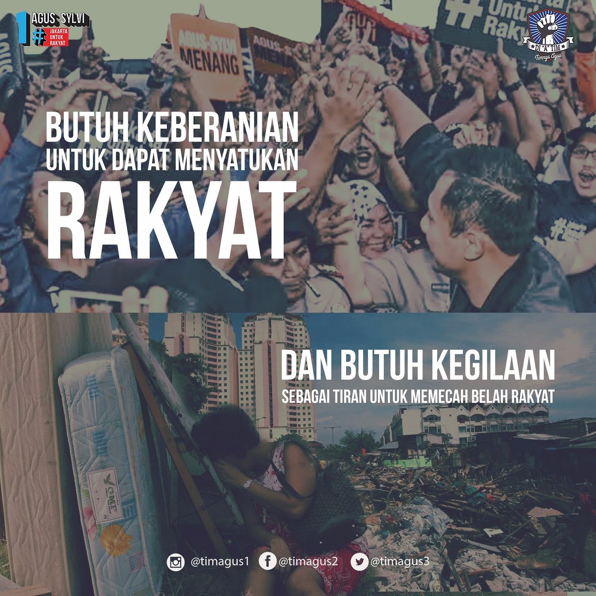 timagus3's tweet photo. Butuh Keberanian Untuk Menyatukan Rakyat!
Dan Butuh Kegilaan Untuk Memecah Belah Rakyat!
@AgusYudhoyono  #JakartaUntukRakyat https://t.co/NhWhD73pb3