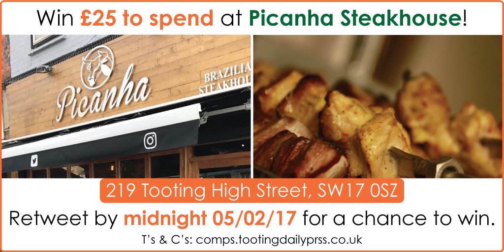 tootingnewsie's tweet image. Win £25 to spend at @PicanhaTooting! RT by midnight 05/02/17 for a chance to win! Ts &amp;amp; Cs: comps.tootingdailyprss.co.uk #Tooting