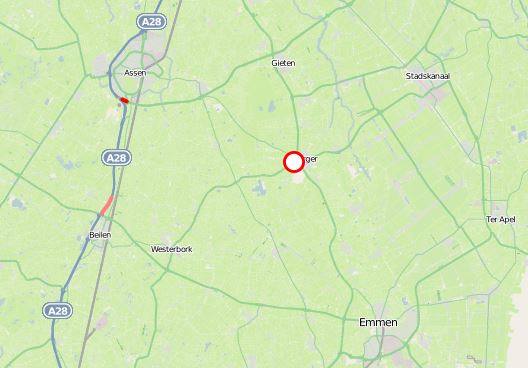 RWSverkeersinfo's tweet photo. De #N857 Rolde <> Borger is in beide richtingen dicht door een geschaarde vrachtwagencombinatie tussen Papenvoort en de #N374. https://t.co/PmJoqNOetQ