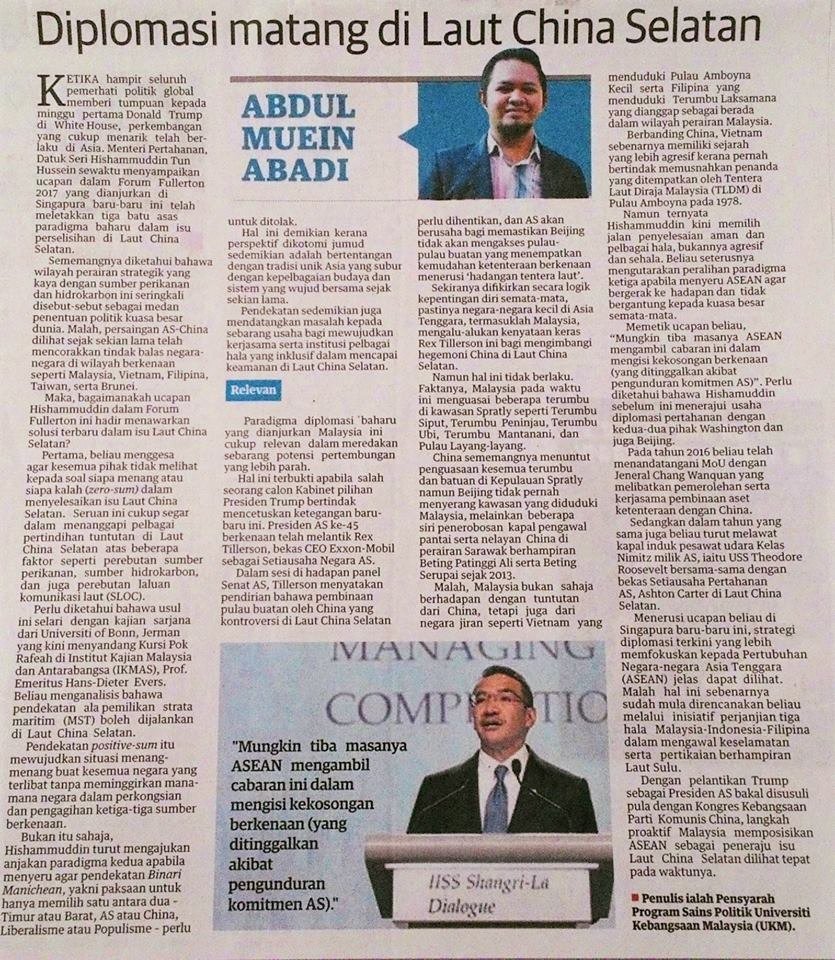 Article re DS <a href="/HishammuddinH2O/">Hishammuddin Hussein 🇲🇾</a> Keynote Address at the Fullerton Forum recently, praising our mature diplomacy &amp; ASEAN focused approach.