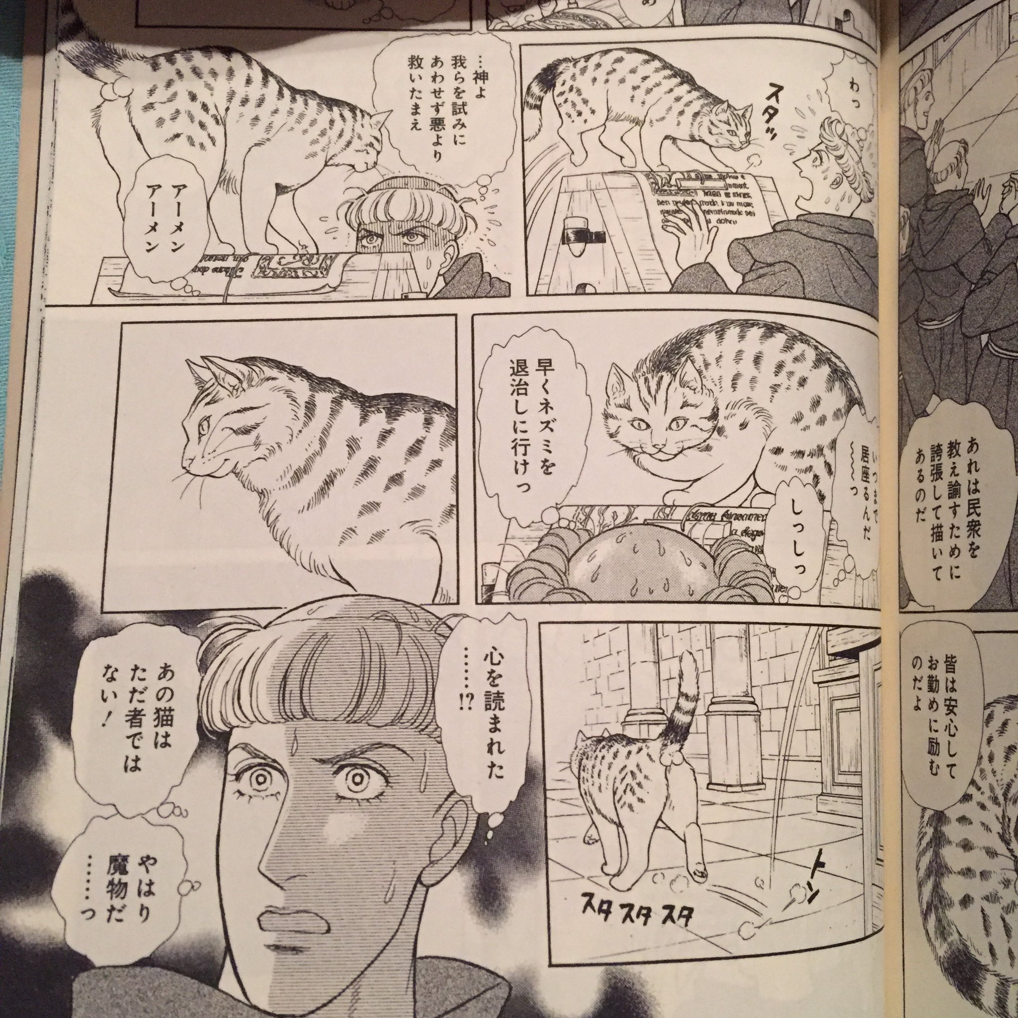 平田凡斎 修道士ファルコ 笑い猫の肖像という短編がめちゃくちゃ可愛いのでオススメしておきます 持つと足が伸びていたりとか猫の生態描写のさりげない細やかさ 題材に対する観察力は流石に青池保子女史ですね T Co S0ke3klpq1 Twitter