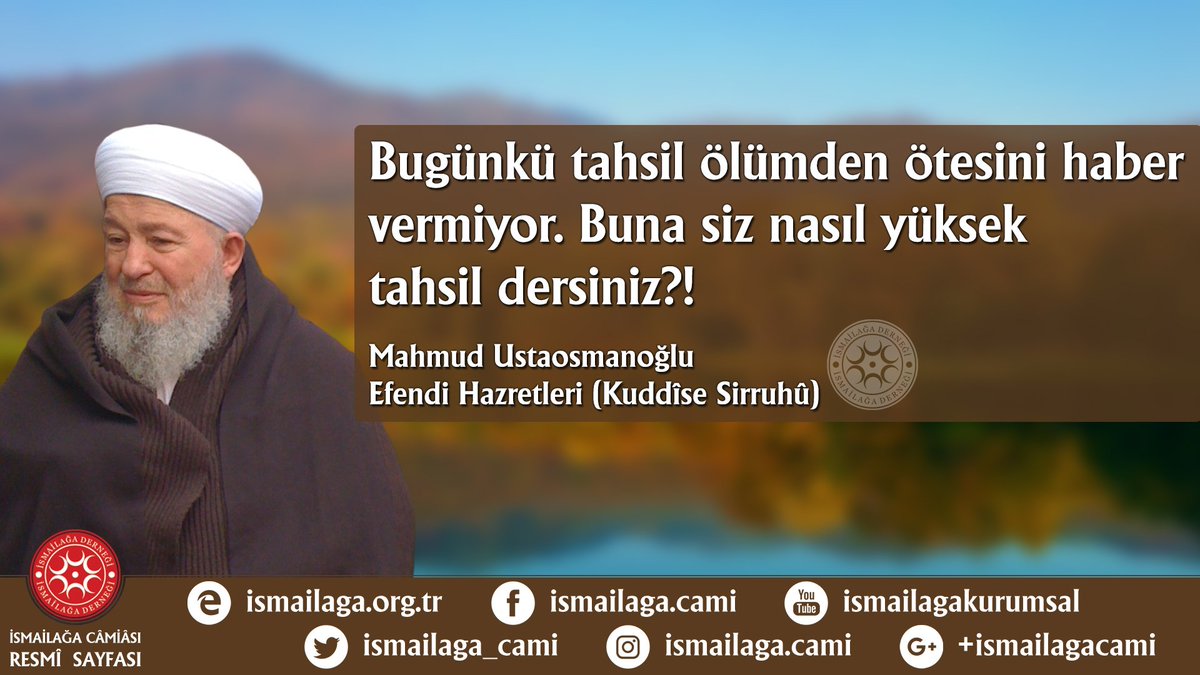 ismailaga_cami's tweet photo. Bugünkü tahsil ölümden ötesini haber vermiyor. Buna siz nasıl yüksek tahsil dersiniz?! 
Mahmud Efendi (Kuddise Sirruhu)
#ismailağa https://t.co/Ot1nP1gro9