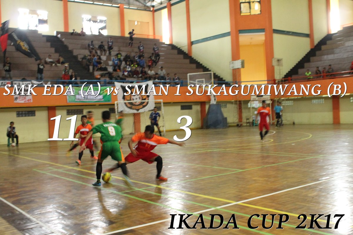 Ikada Cup 2K17 
SMK EDA (A) vs SMAN 1 SUKAGUMIWANG
Skor 11-3
Selamat kepada SMK EDA sebagai pemenang
#ikadacup2k17