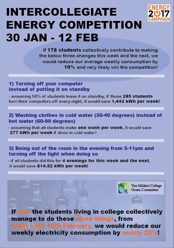 Intercollegiate energy competition has begun! check out the poster for ways to reduce energy consumption xxx let's go for gold Mildert 🌟💡🔦🕯🔌