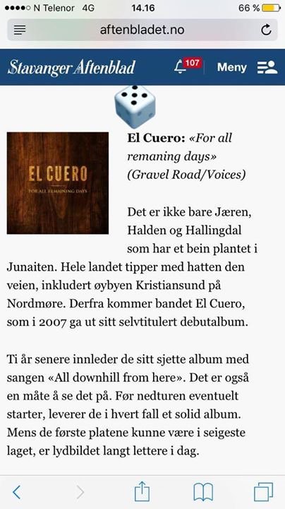 Ny flott anmeldelse! Denne gang fra Stavanger Aftenblad. Sjekk ut det nye albumet "For All Remaining Days" der du hører eller kjøper musikk.