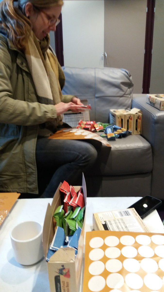EmilyMuwowo's tweet photo. Sticking stickers on granola bars to give to lovely Edinburgh students! Up here for #somethingmore #somo17 week of events with CUs #CUnews https://t.co/kVpS1LbZFT