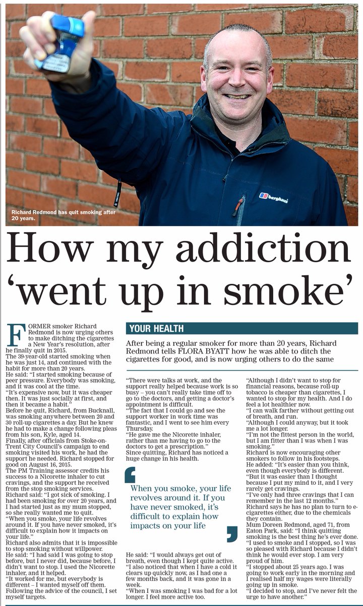 Stop4Life's tweet image. Richard quit his 20 year habit following pleas from his son. "It was easier than I thought because I put my mind to it'
#Stop4Life #Smoking